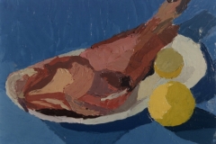 Pesce rosso  olio a spatola su cartone telato  cm.25x35  (1990)