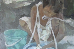 Bambina che gioca - olio su tela cm.50x50 (2009)