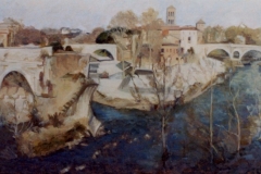 Isola Tiberina  - olio su tela  cm. 40x100  (collezione privata)  (2004)